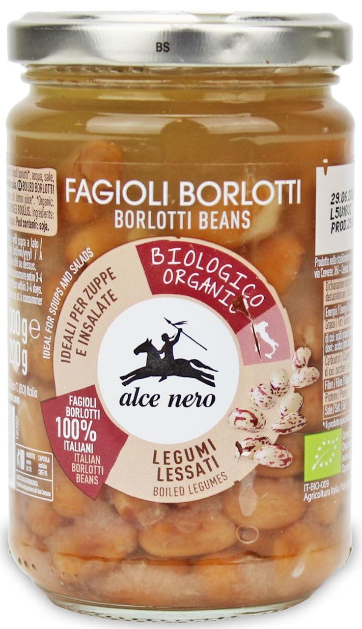 Haricots Borlotti en saumure BIO 300 g (200 g) (pot) - ALCE NERO