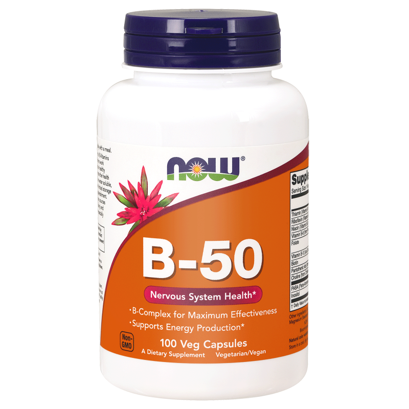 Vitamine B50 complexe de vitamine b 100 gélules NOW FOODS