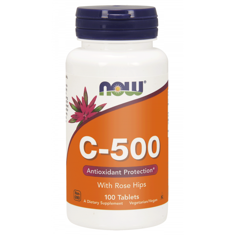 Vitamine C avec Rose Musquée 500 MG c500 100 comprimés NOW FOODS