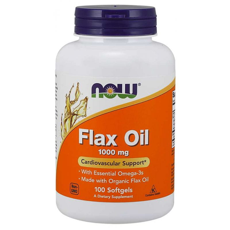 Huile de lin 1000 MG huile de lin 100 gélules NOW FOODS