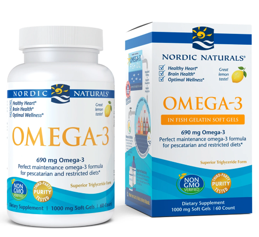 Oméga3 en gélatine de poisson 60 gélules NORDIC NATURALS