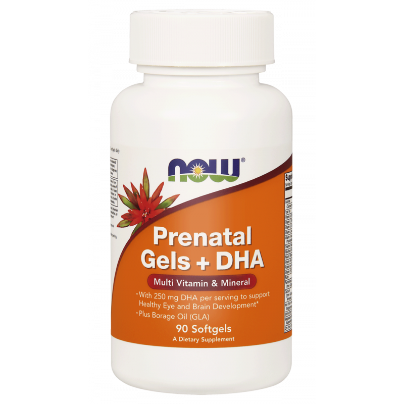 Gels prénataux et DHA vitamines et minéraux prénataux et DHA 90 gélules NOW FOODS