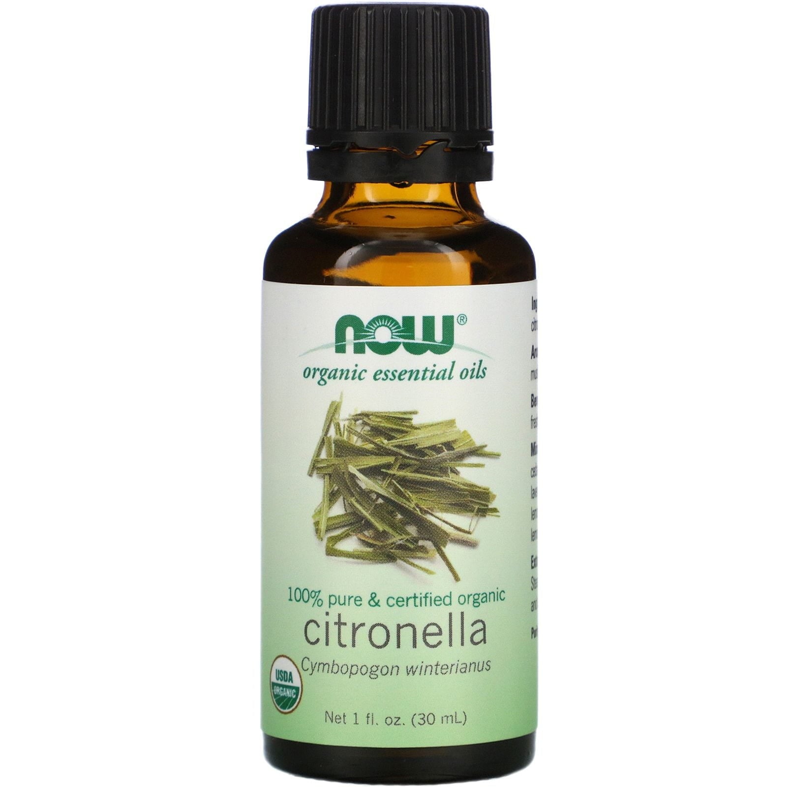 Huile de citronnelle 100% certifiée biologique 30 ml NOW FOODS