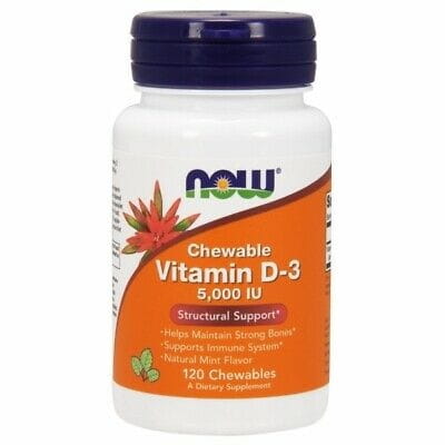 Vitamine D3 5000 UI à croquer 120 comprimés NOW FOODS