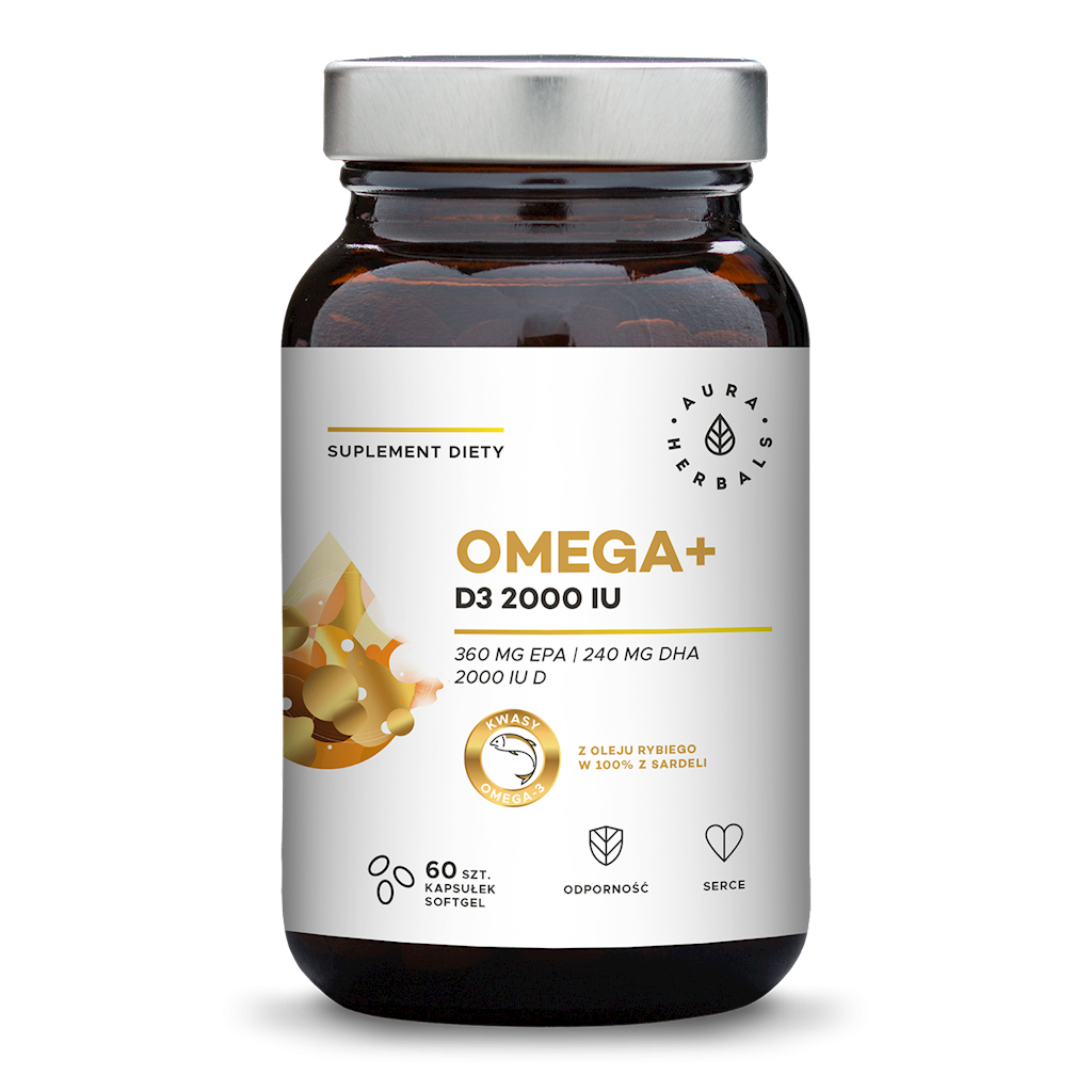 Oméga et vitamine D3 2000 ui / cholécalciférol / 50 mcg 60 gélules AURA HERBALS