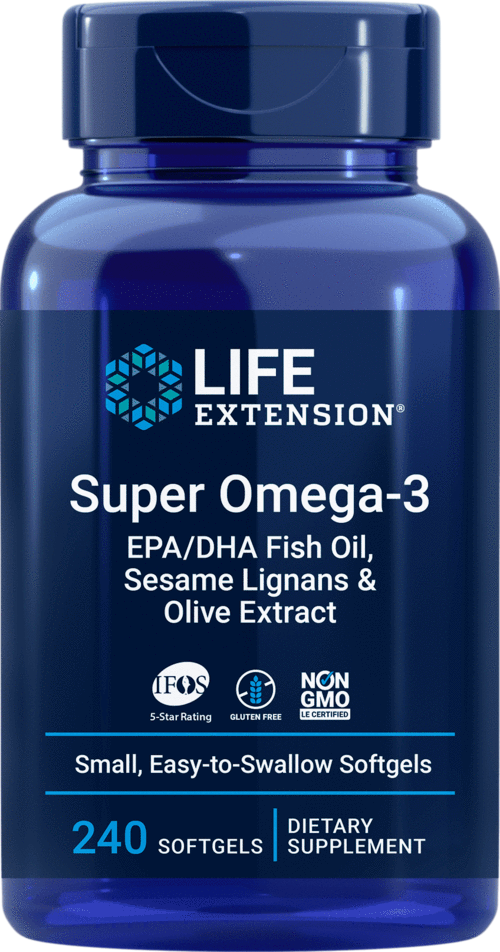 Super OMEGA - 3 EPA/DHA aux lignanes de sésame et extrait d'olive 240 capsules LIFE EXTENSION
