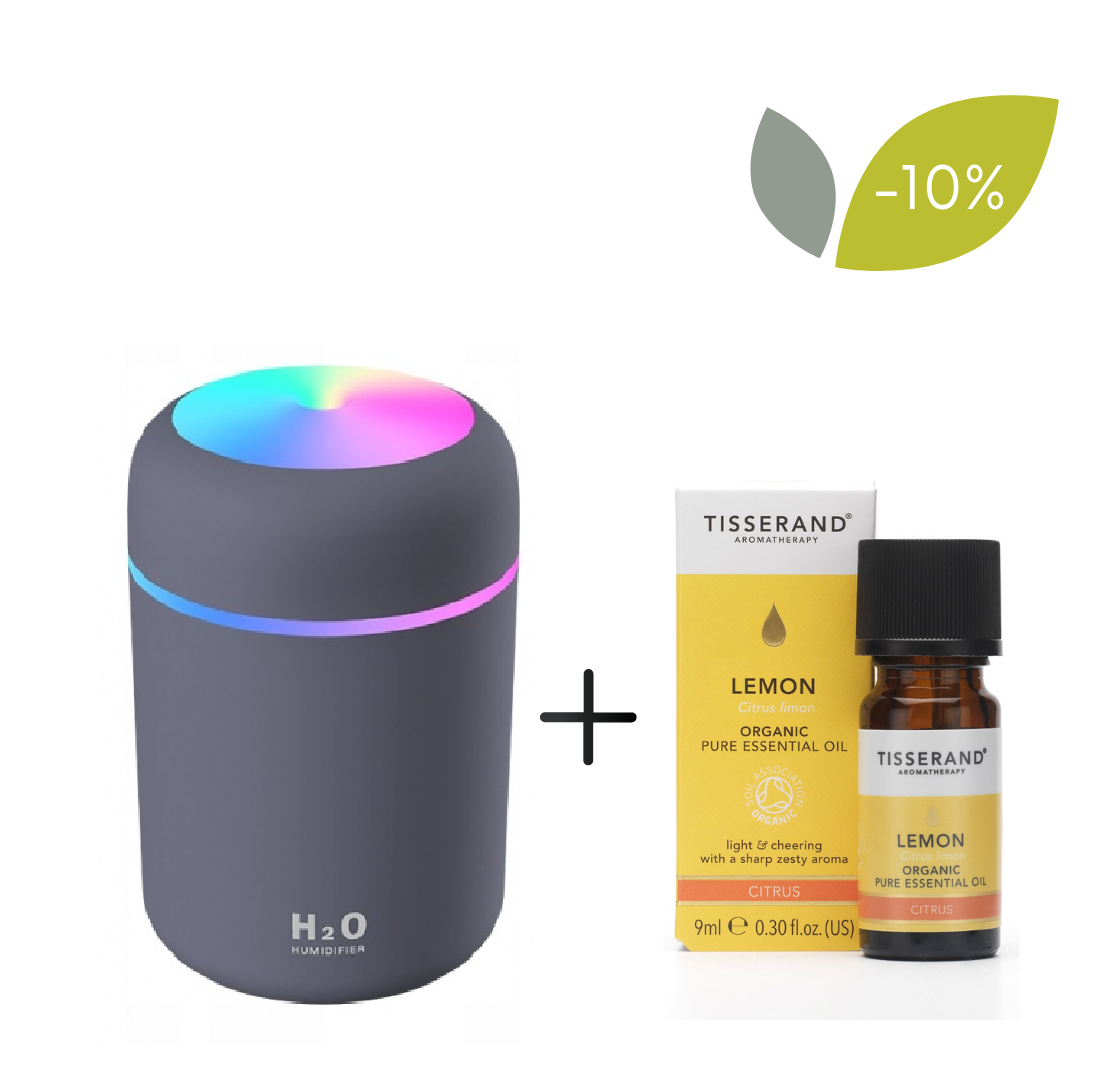 Coffret diffuseur d'huile Appio coloris gris + huile bio citron 9 ml TISSERAND