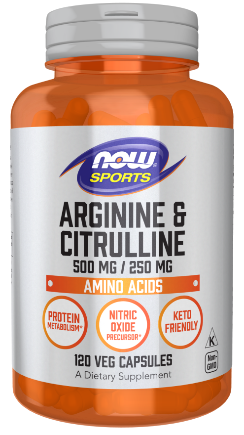 Arginine et citrulline L - arginine + L - citrulline 120 gélules NOW FOODS SPORTS