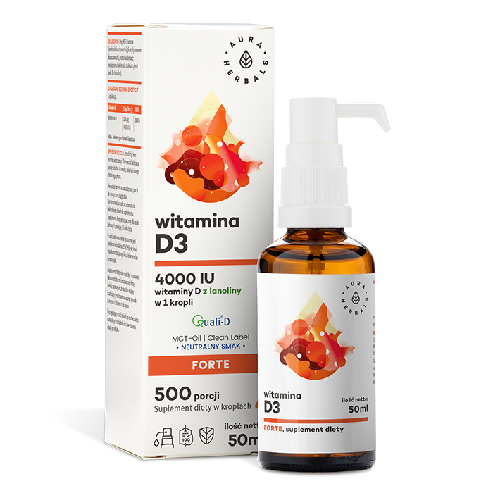 Vitamine D3 4000 UI dans l'huile MCT 50 ml AURA HERBALS