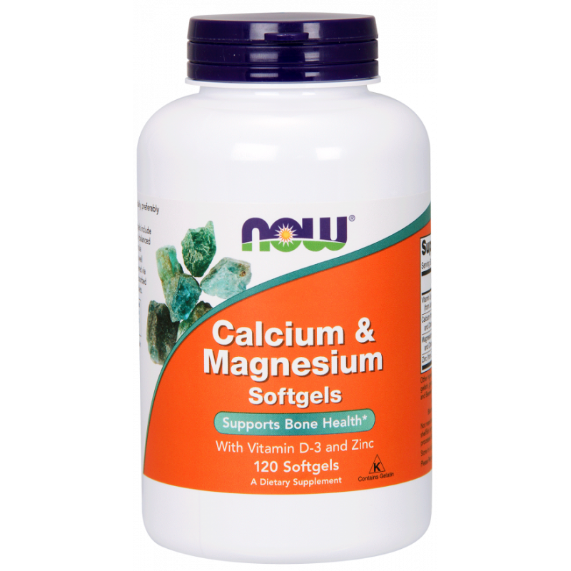 Calcium Magnésium Vitamine D3 et Zinc 120 gélules NOW FOODS
