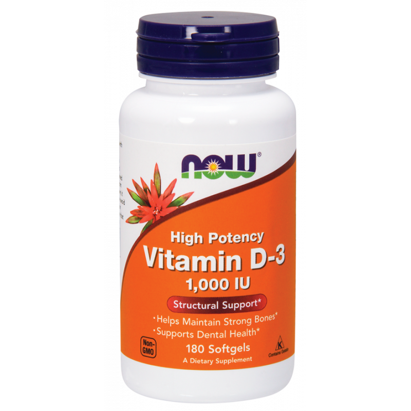 Vitamine D3 1000 ui 180 gélules de NOW FOODS