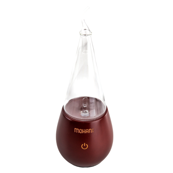 Diffuseur nébuliseur d'huiles essentielles - cône en verre bois foncé MOHANI