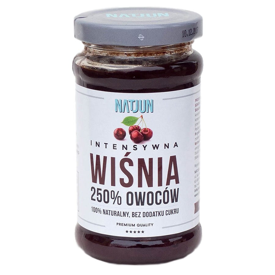 Confiture de cerises sans sucre ajouté 250% fruits 240g NATJUN