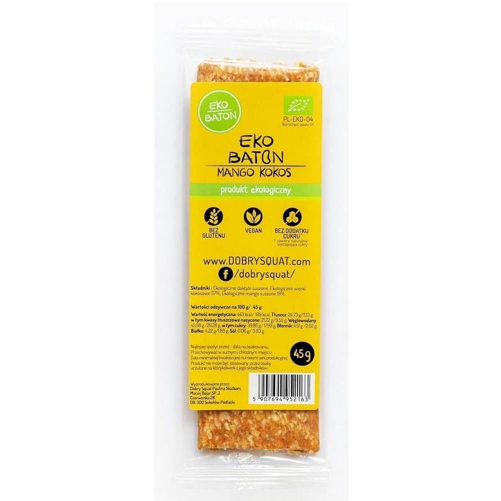 Barre mangue coco BIO 45 g - BON SQUAT