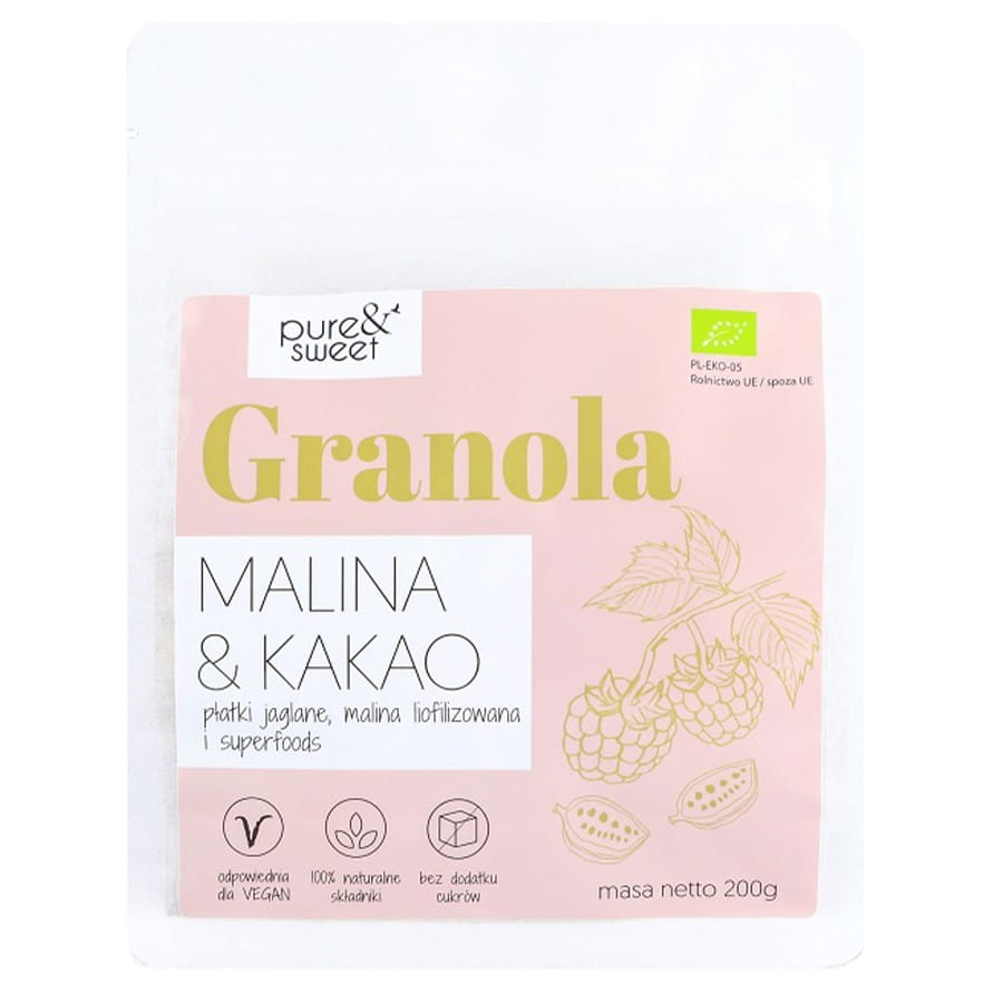 Granola framboise - cacao BIO 200g PURE & SWEET
