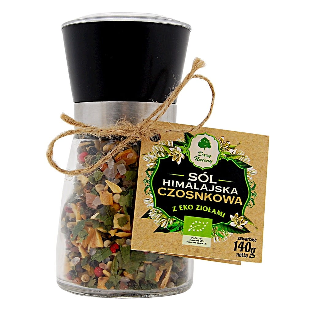 Sel de l'Himalaya en moulin aux herbes ail BIO 140 g - CADEAUX DE LA NATURE