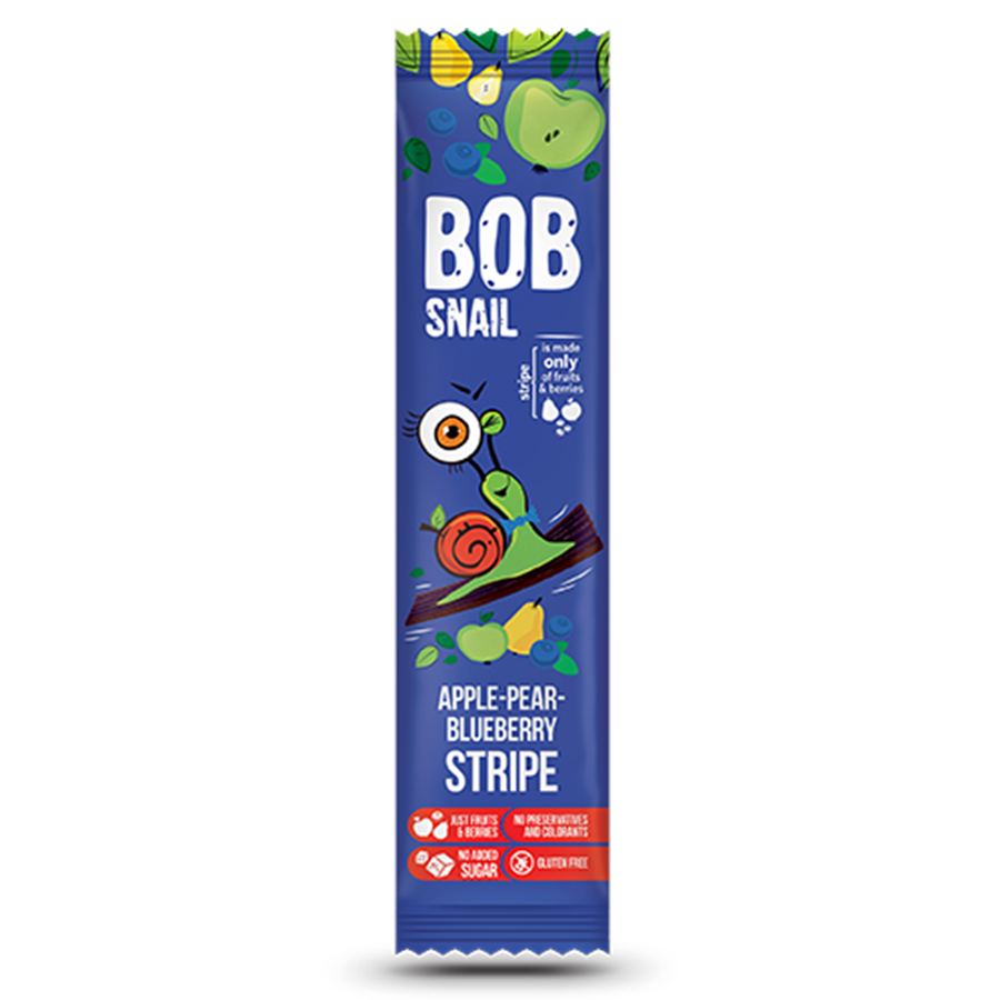 Snack Stripe pomme - poire - myrtille 14g BOB SNAIL
