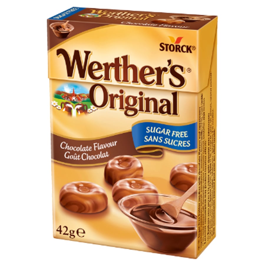 Caramels saveur chocolat sans sucre 42g WERTHER'S ORIGINAL