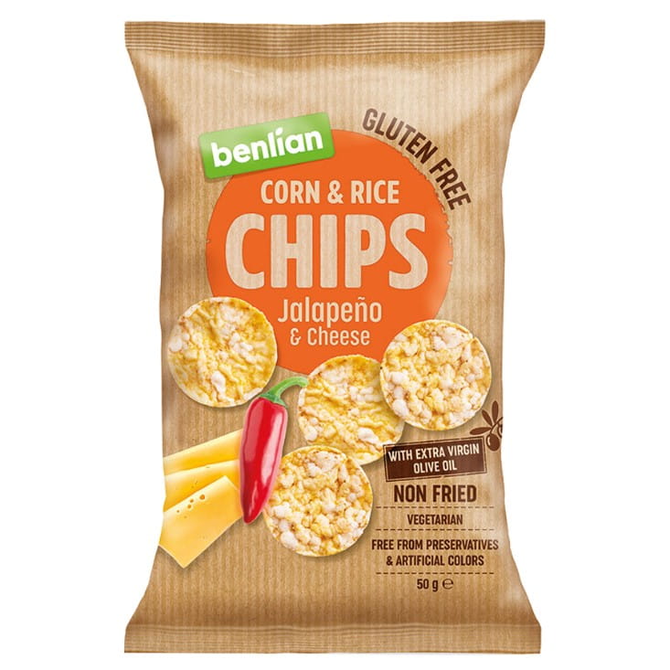 Croustilles de maïs et de riz - piment jalapeno et fromage 50g BENLIAN