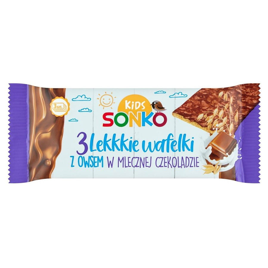 Gaufrettes légères à l'avoine au chocolat au lait 36g SONKO