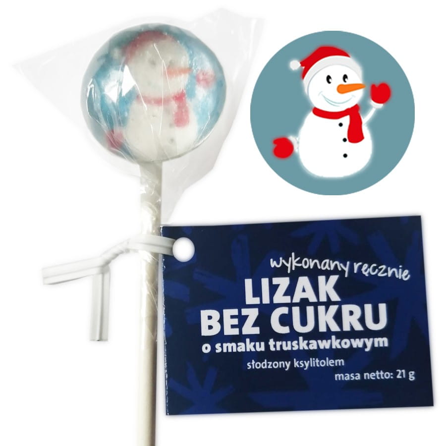 Sucette "bonhomme de neige" saveur fraise artisanale sans sucre ajouté 21g STEWIARNIA