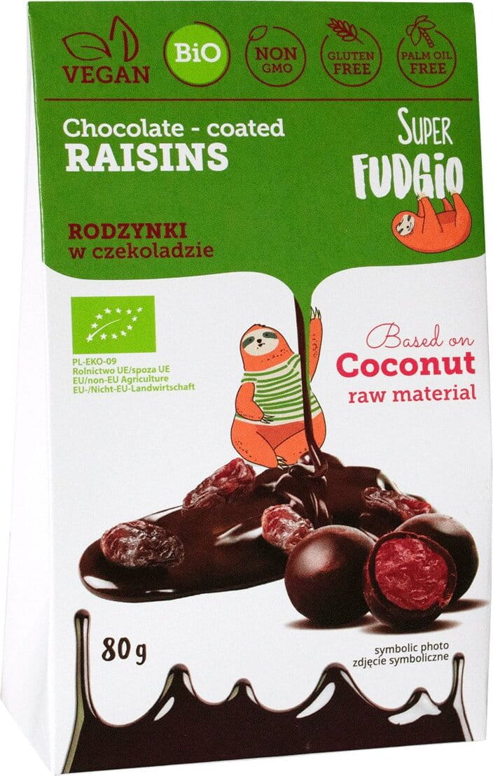 Raisins secs sans gluten au chocolat BIO 80g SUPER FUDGIO
