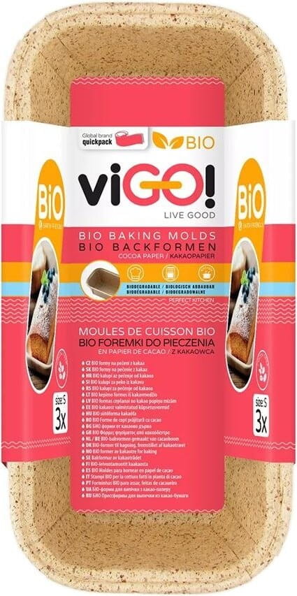 Moules à pâtisserie biodégradables en cacao taille S 3 pièces VIGO!