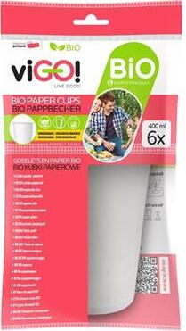 Gobelets en carton biodégradables 250 ml 6 pièces VIGO!