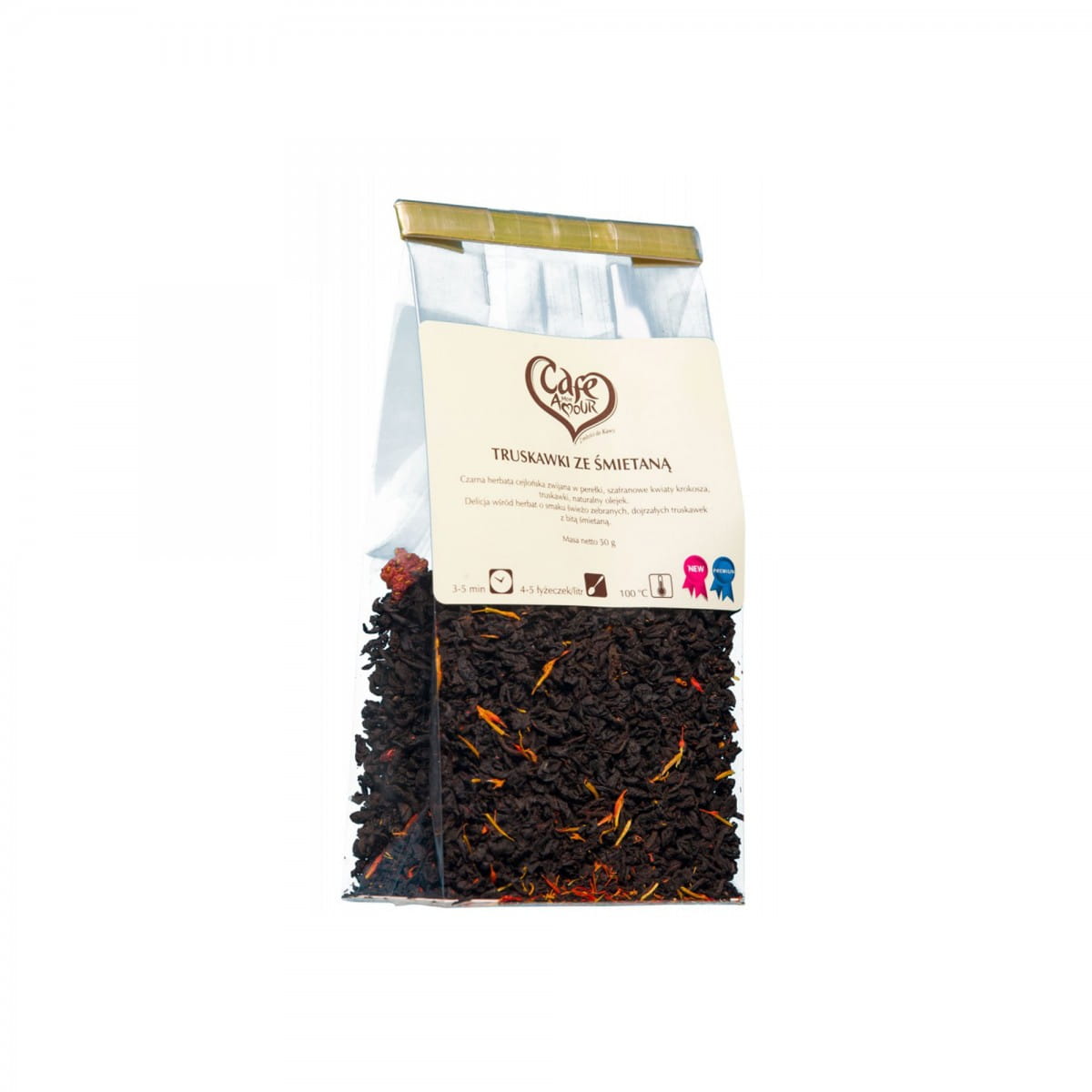Thé noir en feuilles, fraises à la crème 50 g CAFE AMOUR