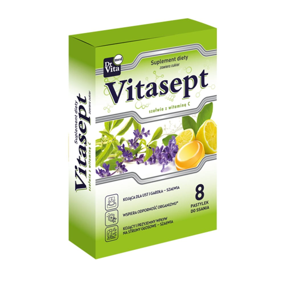 Sauge avec des pastilles de vitamine C 8 pièces de DRVITA