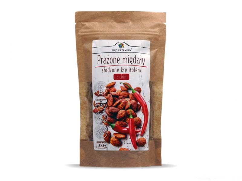 Amandes grillées au piment et sel de l'Himalaya 100g CINQ CHANGEMENTS