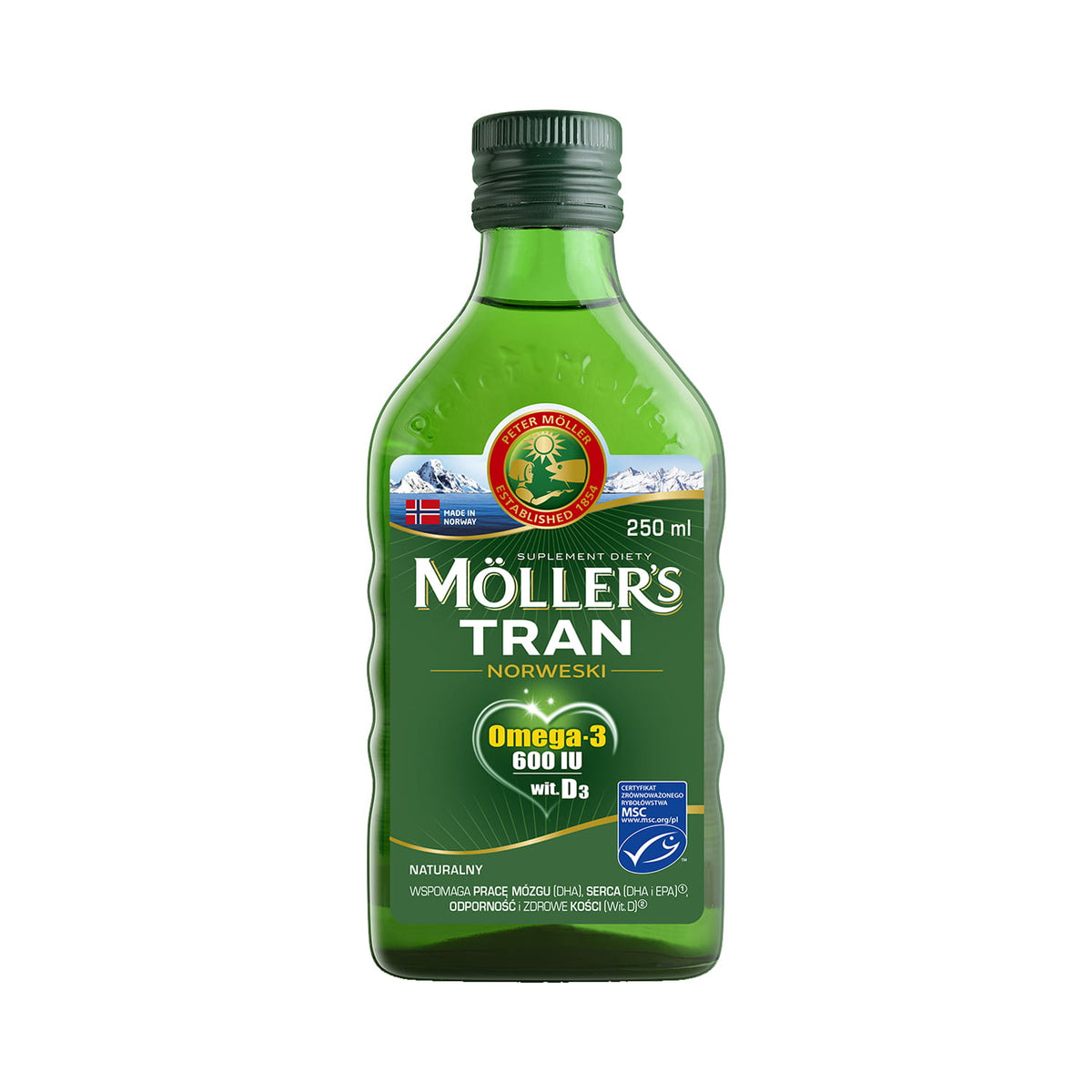 Huile de poisson norvégienne naturelle 250 ml MOLLER'S MOLLERS