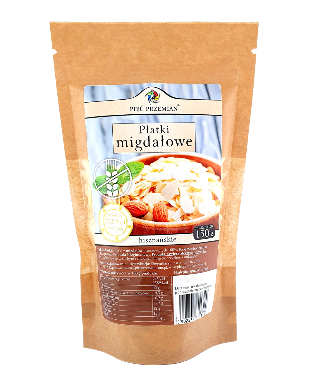 Flocons d'amandes sans gluten 150g CINQ CHANGEMENTS