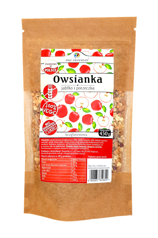 Porridge pomme et groseille sans gluten 450g CINQ CHANGEMENTS
