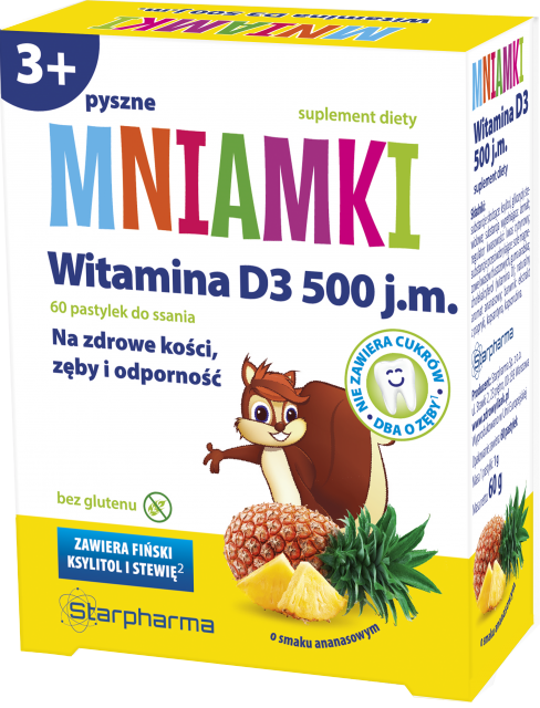 Mniamki vitamine D3 500 UI 60 pastilles au goût ananas STARPHARMA