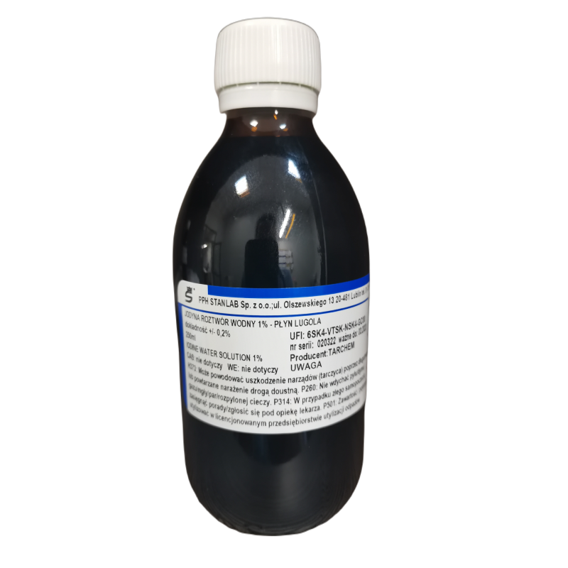 Solution de Lugol 1% solution d'eau iodée 250ml STANLAB