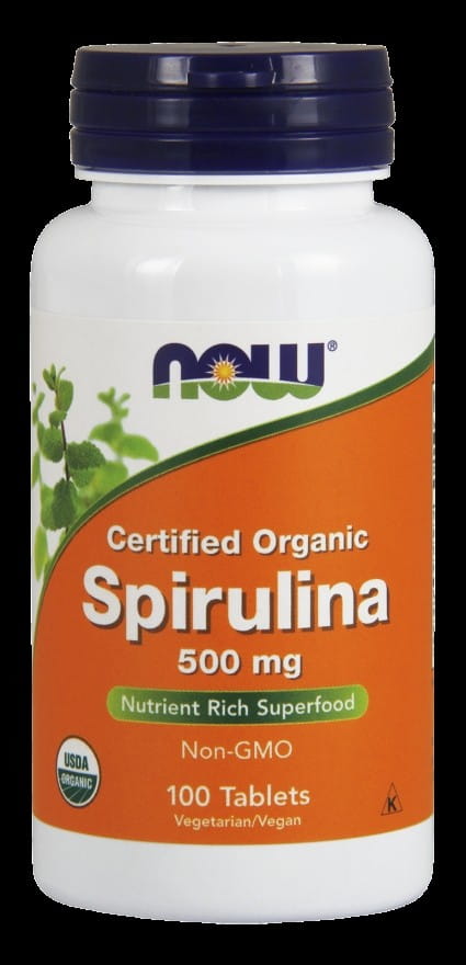 Spiruline certifiée biologique 500mg 100tabl. MAINTENANT ALIMENTS
