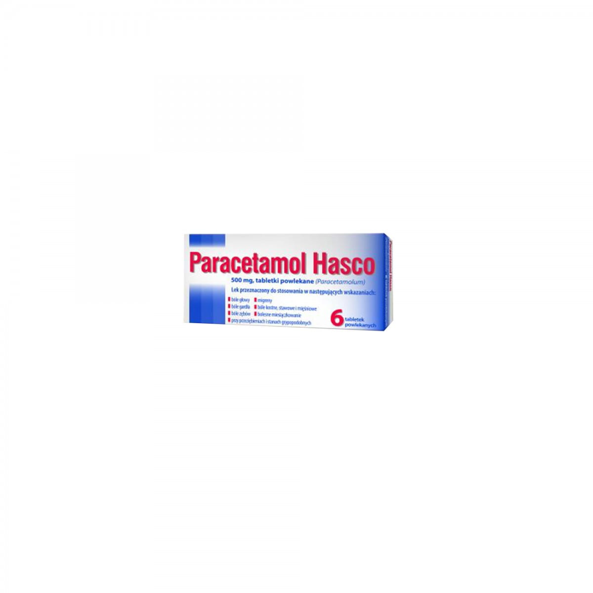 Paracétamol hasco 500 MG comprimés enrobés 6 pièces HASCO - LEK