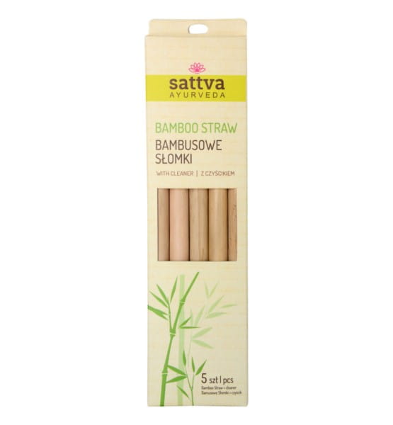 Pailles en bambou avec un nettoyant 5 pièces SATTVA