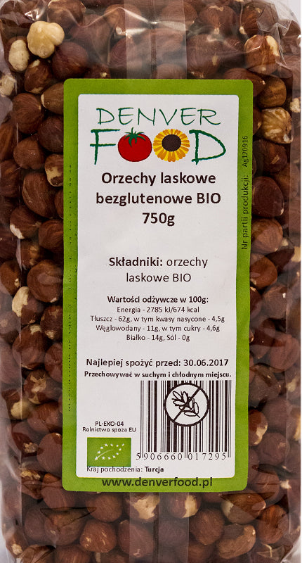 Noisettes sans gluten BIO 750g DENVER FOOD