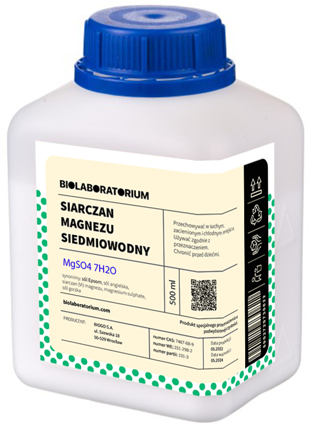 Sel d'Epsom amer sulfate de magnésium heptahydraté 500g BIOLABORATOIRE