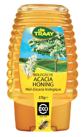 MIEL DE NECTAR D'ACACIA AVEC DOSEUR BIO 375 g - DE TRAAY