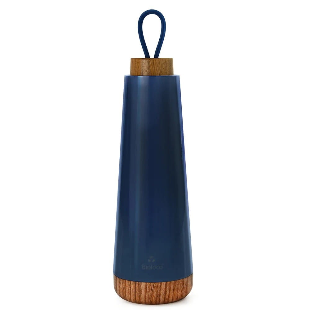 BOUTEILLE THERMIQUE AVEC POIGNÉE EN SILICONE BLEU MARINE 500 ml - CHIC-MIC