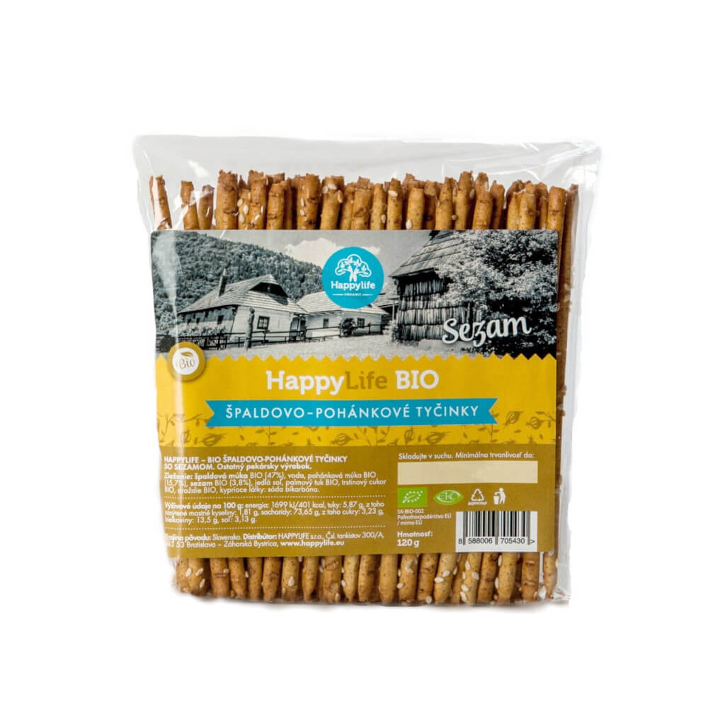 Bâtonnets d'épeautre et de sarrasin au sésame BIO 120 g HAPPYLIFE